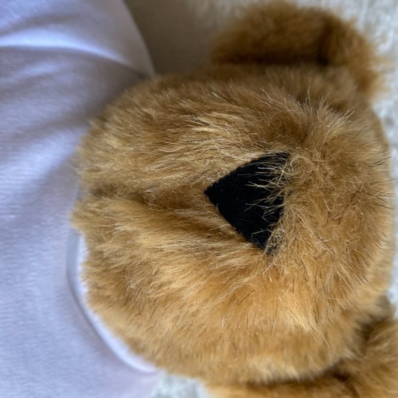 Vtg Vermont Teddy Bear Mohair Love Patch On Left Arm Fully Jointed Golden Brown - Picture 12 of 16